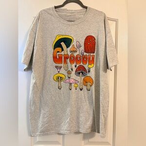 Groovy Graphic T-Shirt with Mushrooms